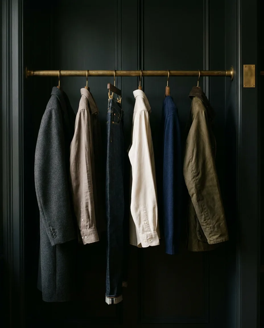 A wardrobe rail of garments